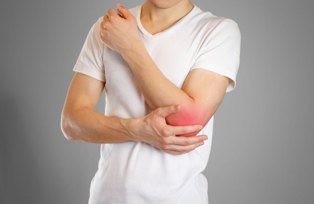 Elbow joint pain caused by bursitis